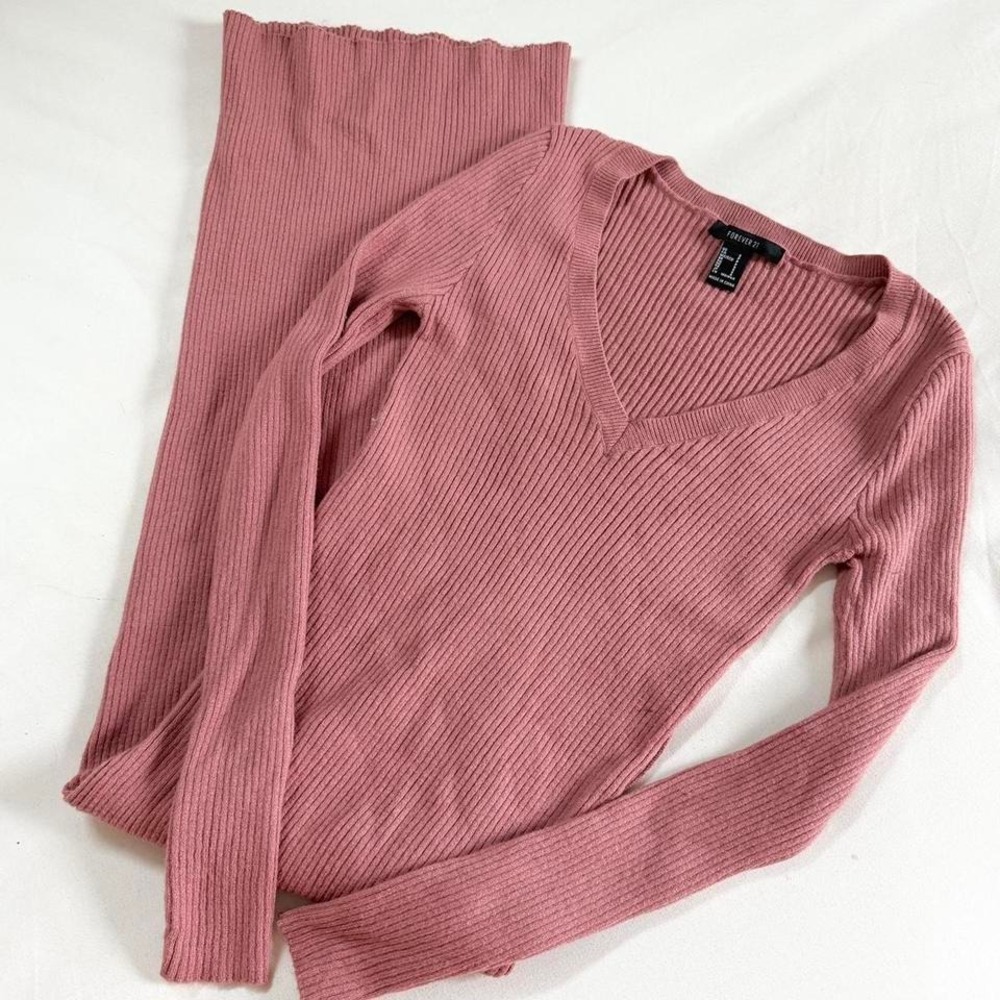 dusty pink ribbed bodycon midi dress Forever 21‎ size small